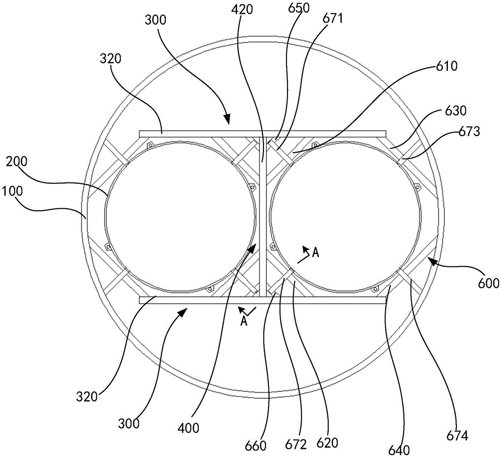 Support structure for inner cylinder of chimney