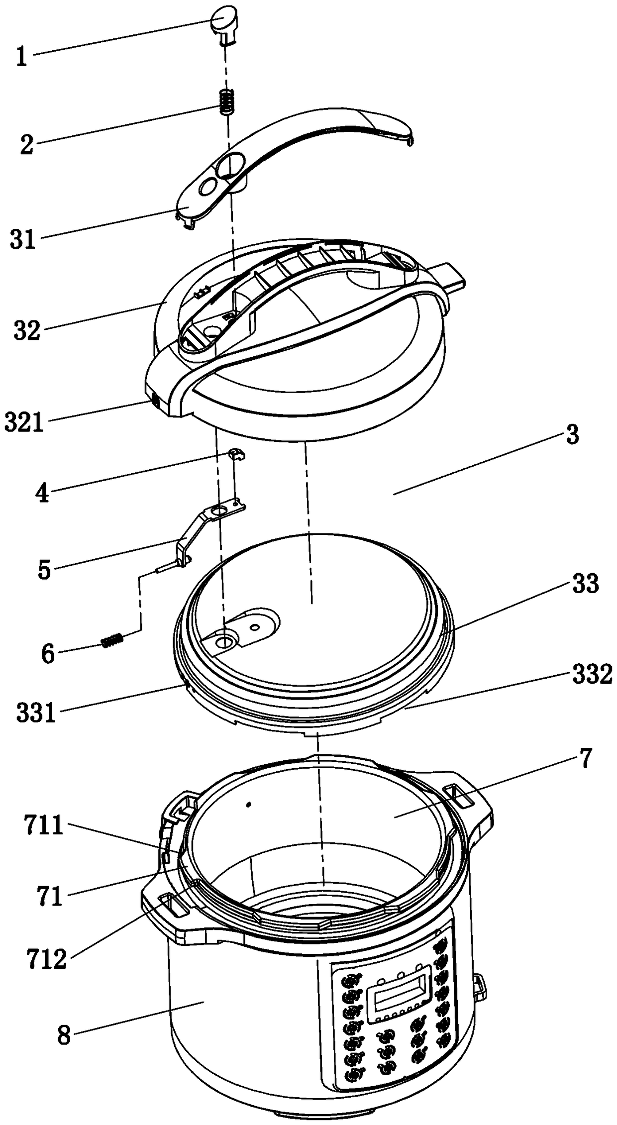 Lock lid structure of pressure cooker