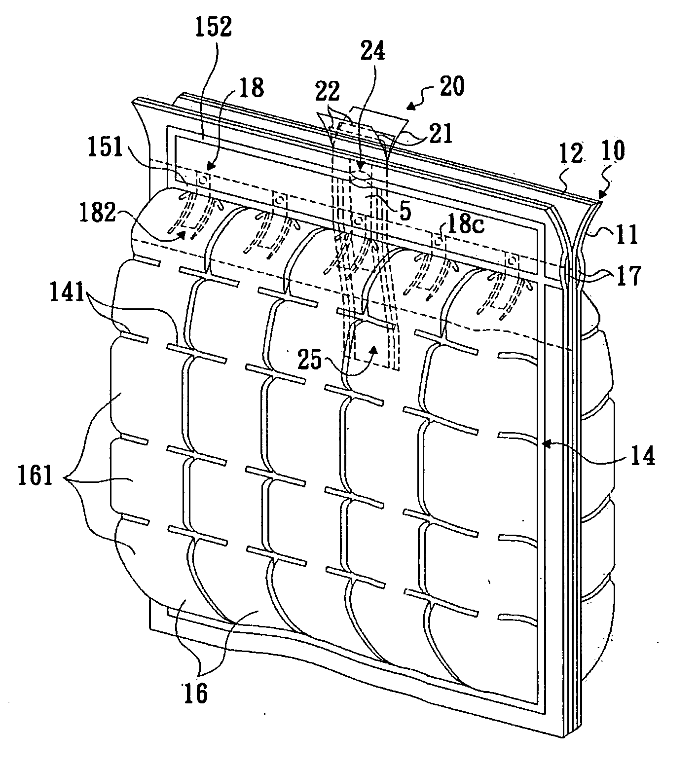 Air filling bag with outer film strengthening structure