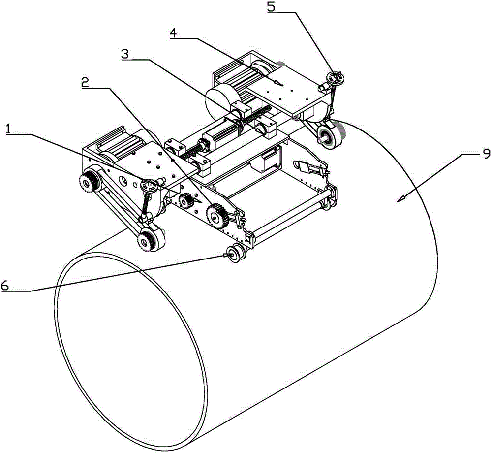 Fluid conveying pipeline surface coating removing mechanical arm