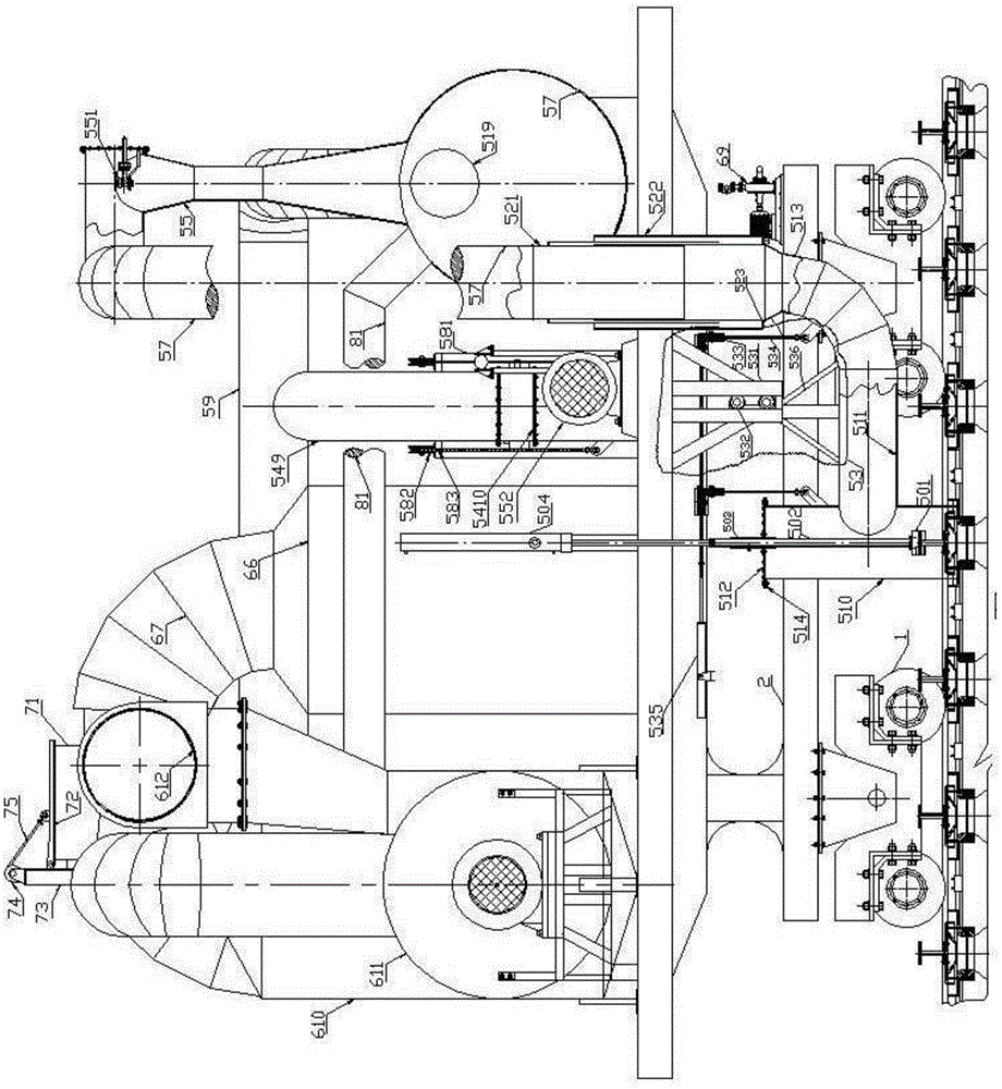 Internal-suction type multifunctional car capable of guiding smoke, recovering coal gas and eliminating smoke and dust via combustion