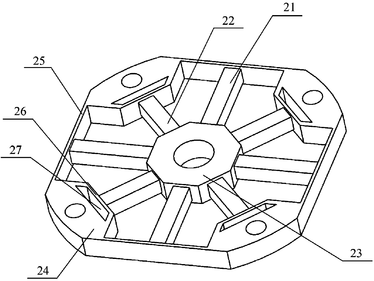 Six-dimensional force and torque sensor for measuring large force and small torque of large mechanical arm