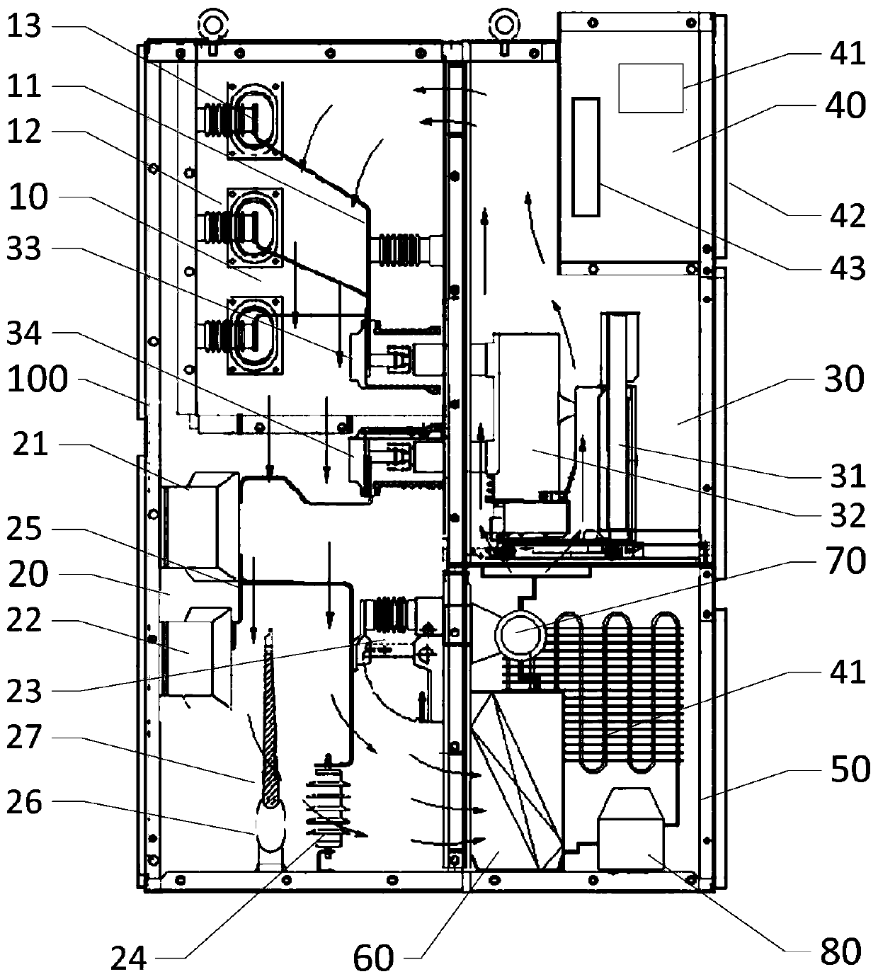 Power distribution cabinet suitable for condensation prevention