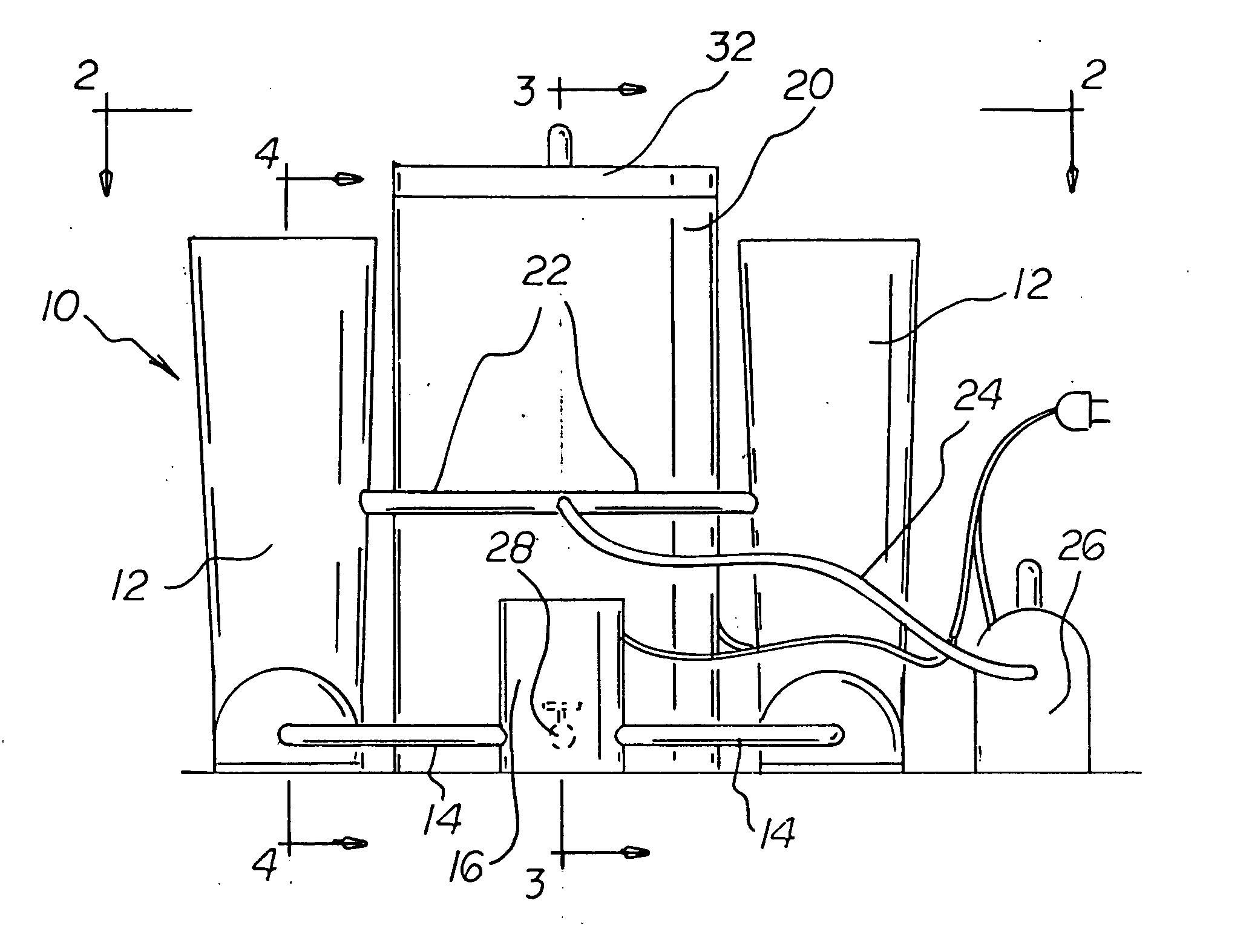 Heated fluid, feet massage apparatus