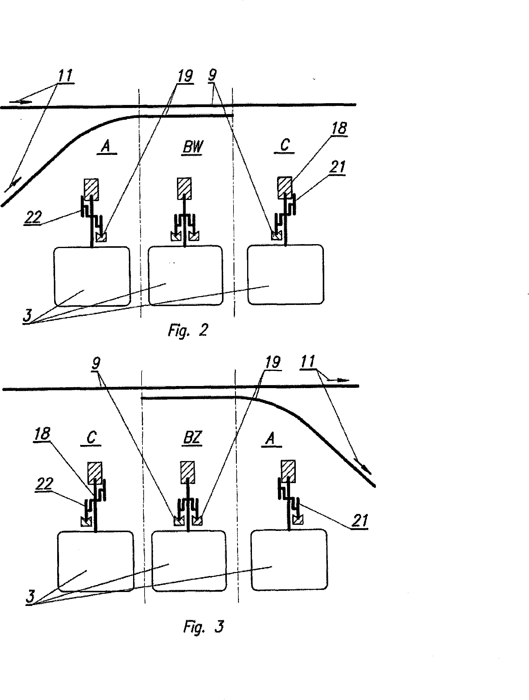 A method of mass transportation of people or cargo, especially within city areas and a transport infrastructure for the implementation of this method