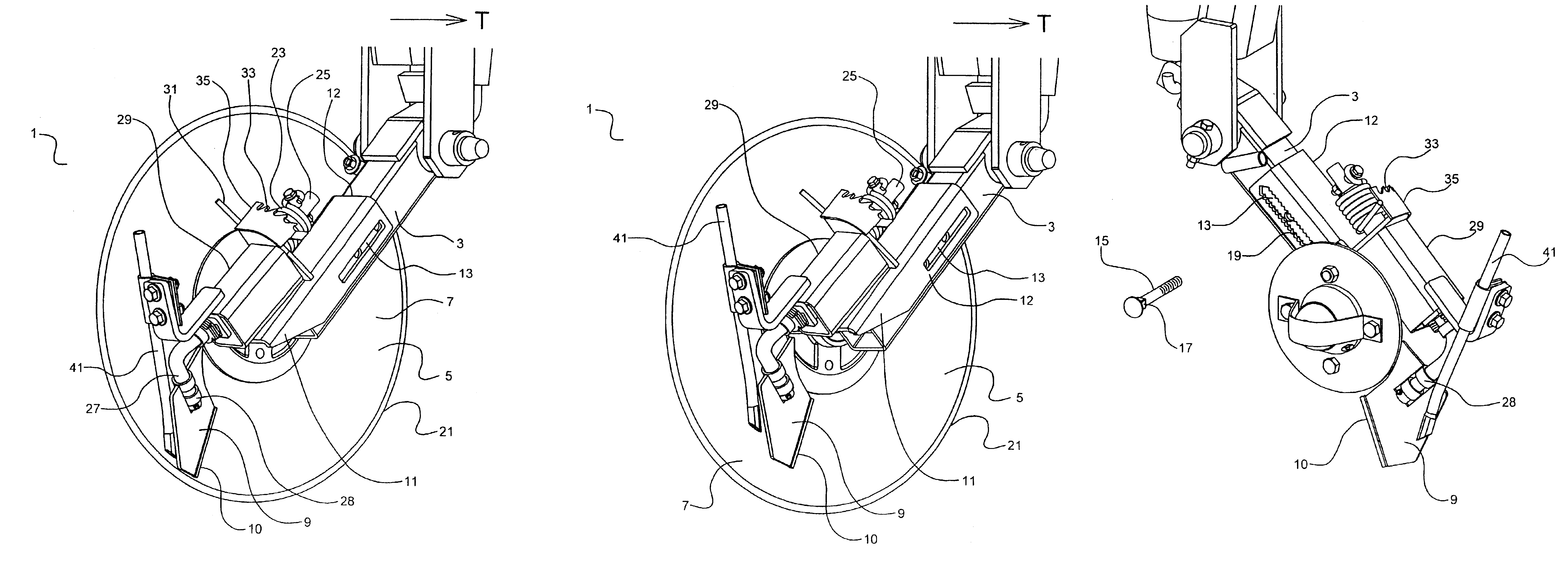 Disc furrow opener scraper positioning system