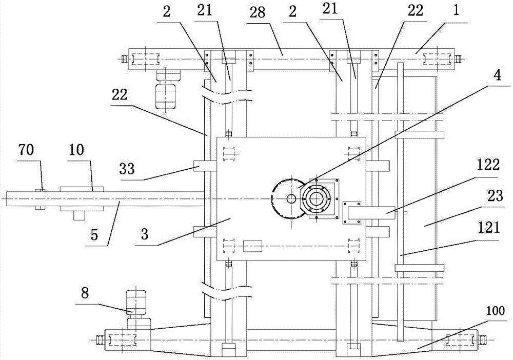 Semi-portal cantilever crane with reverse-rolling-wheel travelling trolley and exposed drive