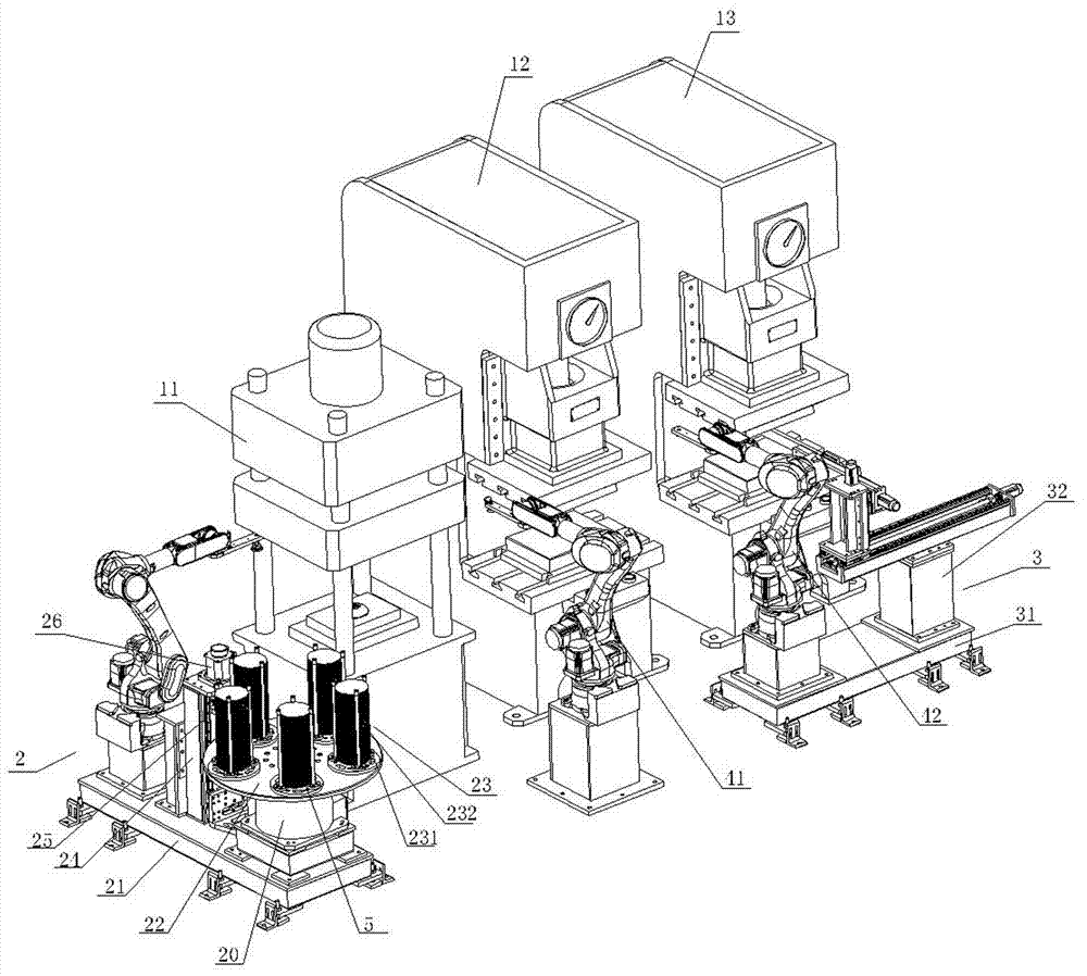 Automatic feed and discharge system of press robot