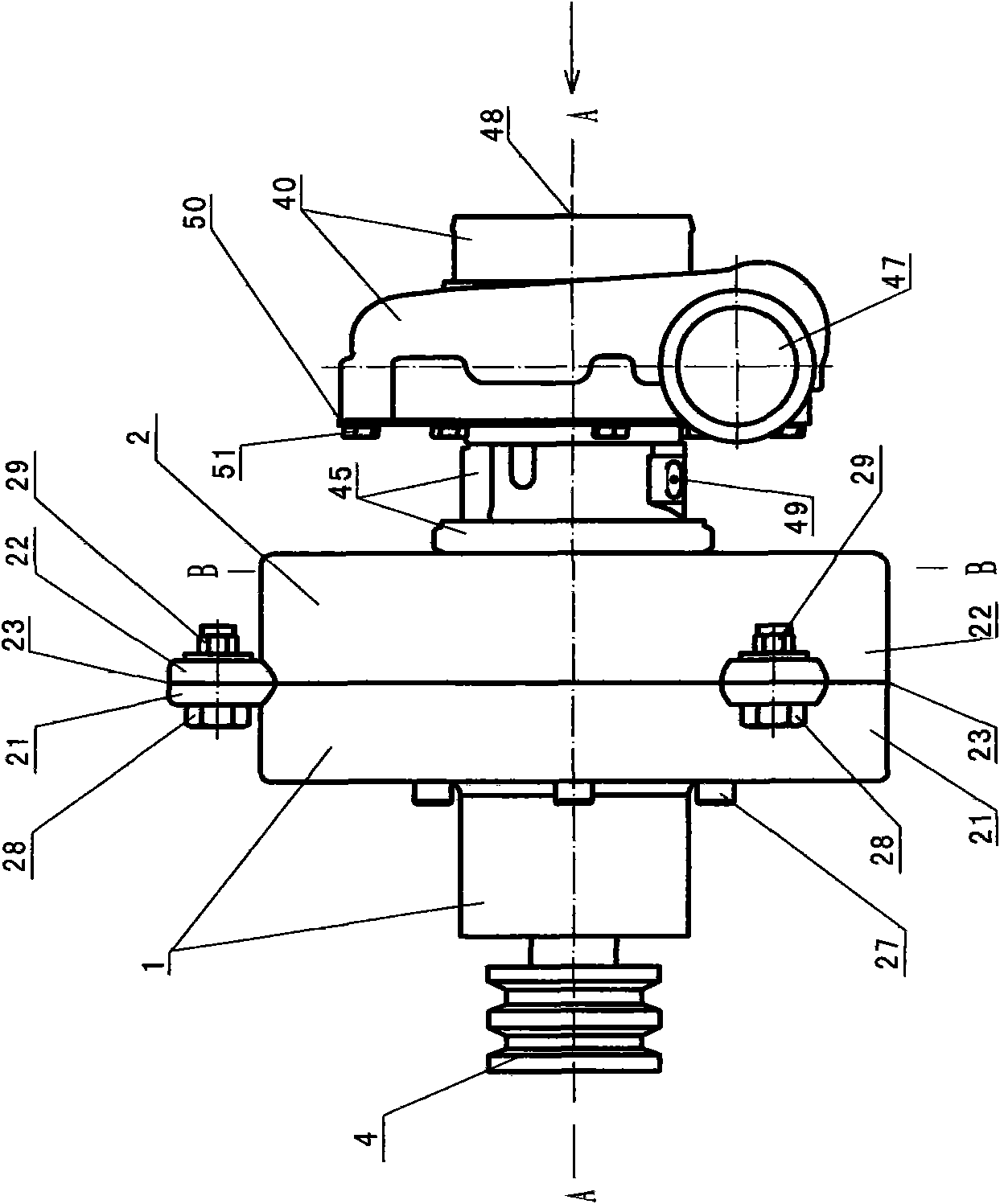 Mechanical speed-increasing booster of anti-explosion diesel engine