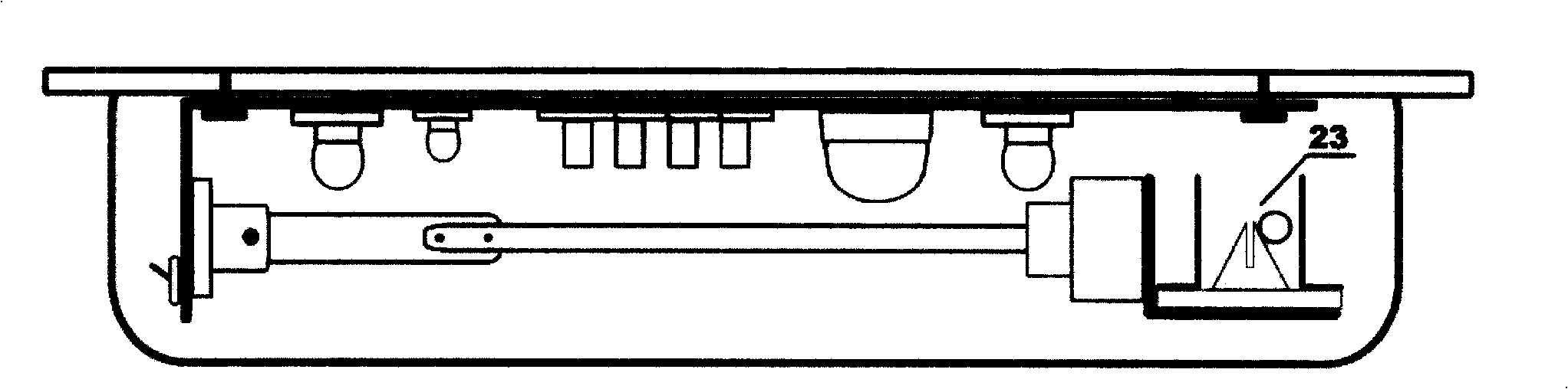 Sphere off-position and falling into span insulation slot ceiling lamp shaped earthquake approach alarm