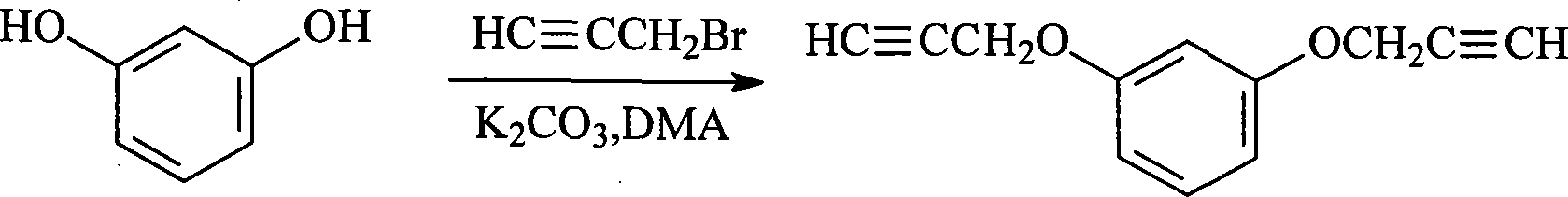 Bimaleimide resin modified by benzene dipropargyl ether and preparation method thereof