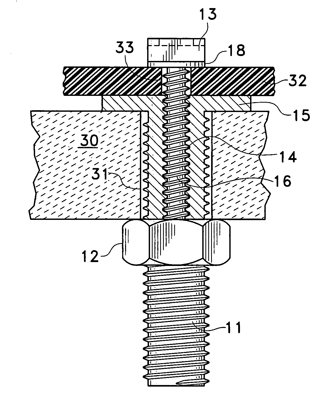 Bolt assembly for the attachment of toilet seats and other articles