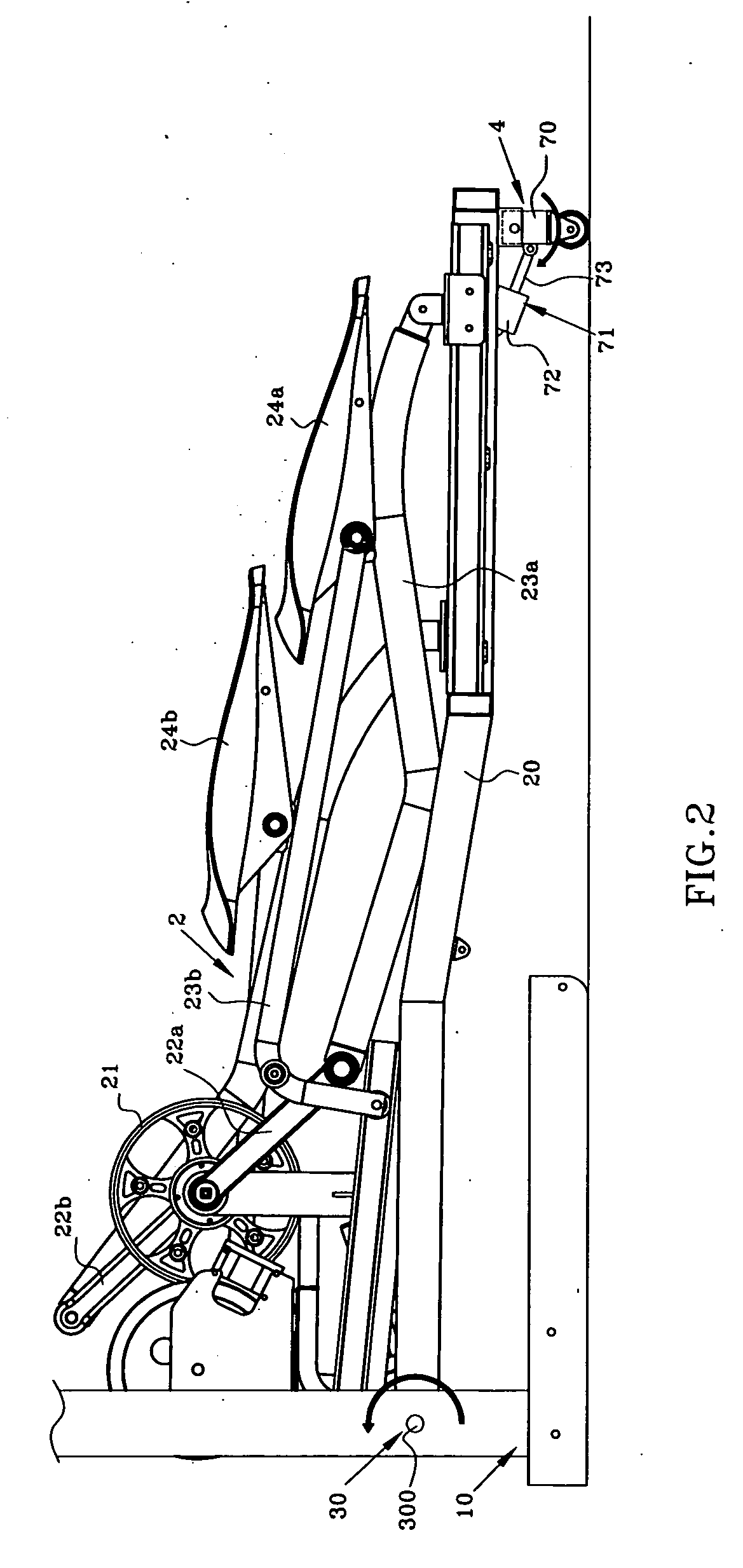 Foldable elliptical fitness machine