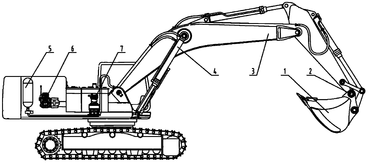 Efficient energy-saving environment-friendly oil-hydraulic hybrid powder excavator