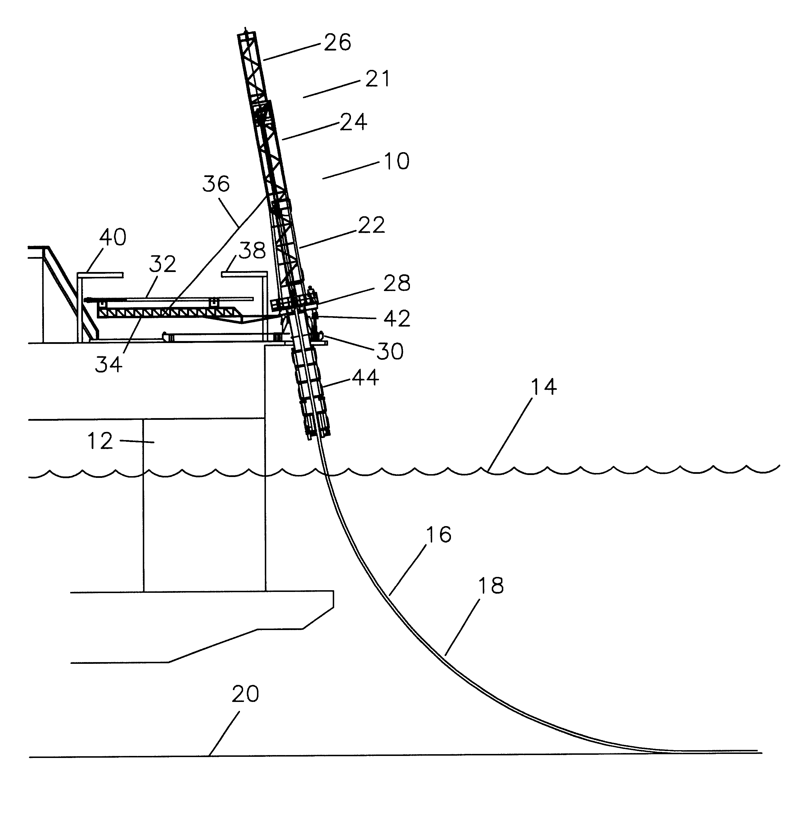 Erector for J-Lay pipe laying system