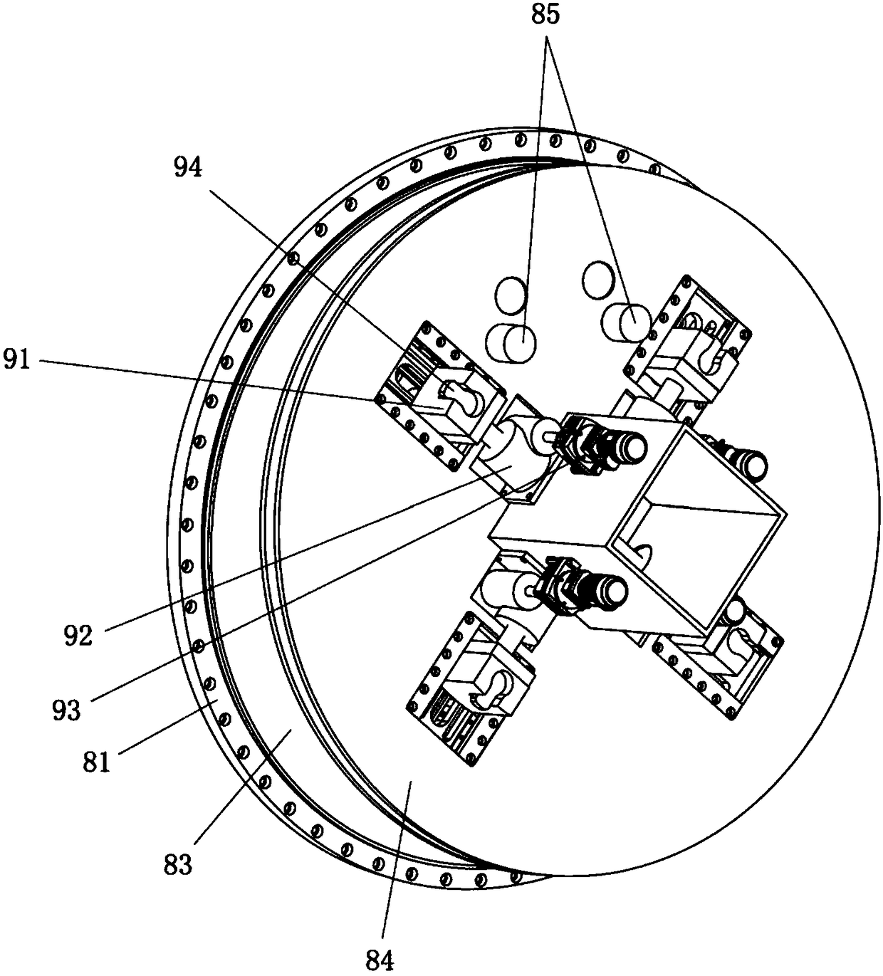 Wind power generator set base turning device and yaw system assembling platform and method