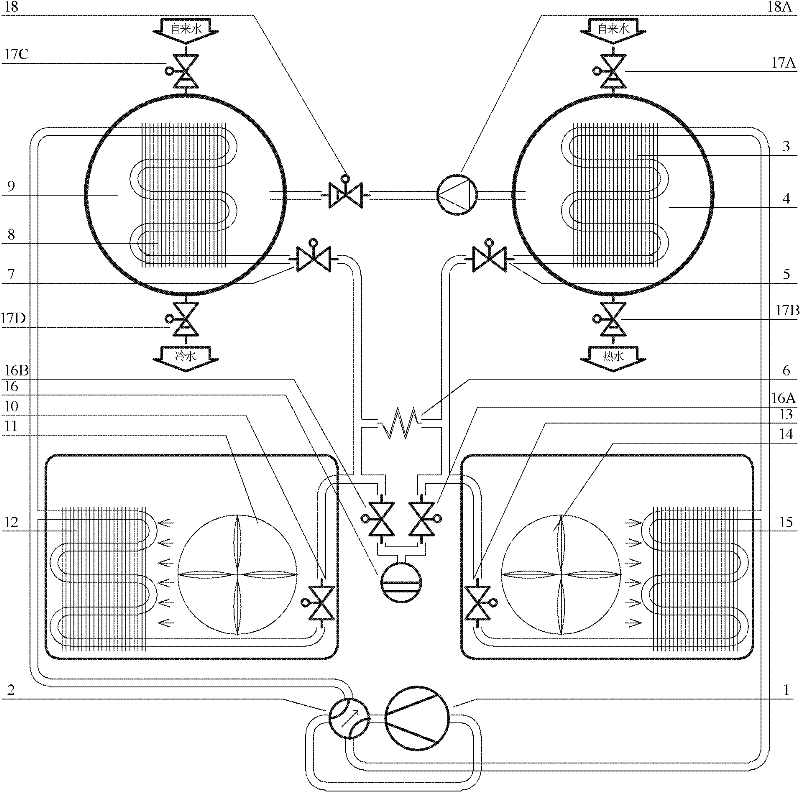 Heat pump type hydrotherapy instrument and bio-feedback music colorful light physical hydrotherapy method