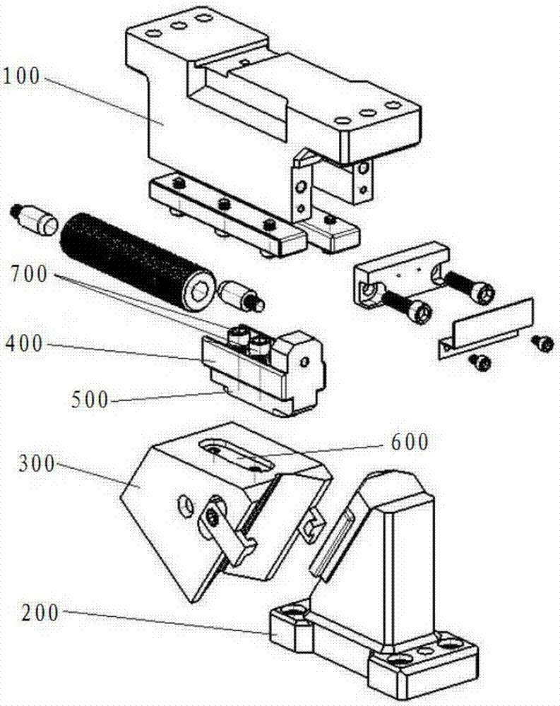 Side piercing tapered wedge mechanism with material pressing function