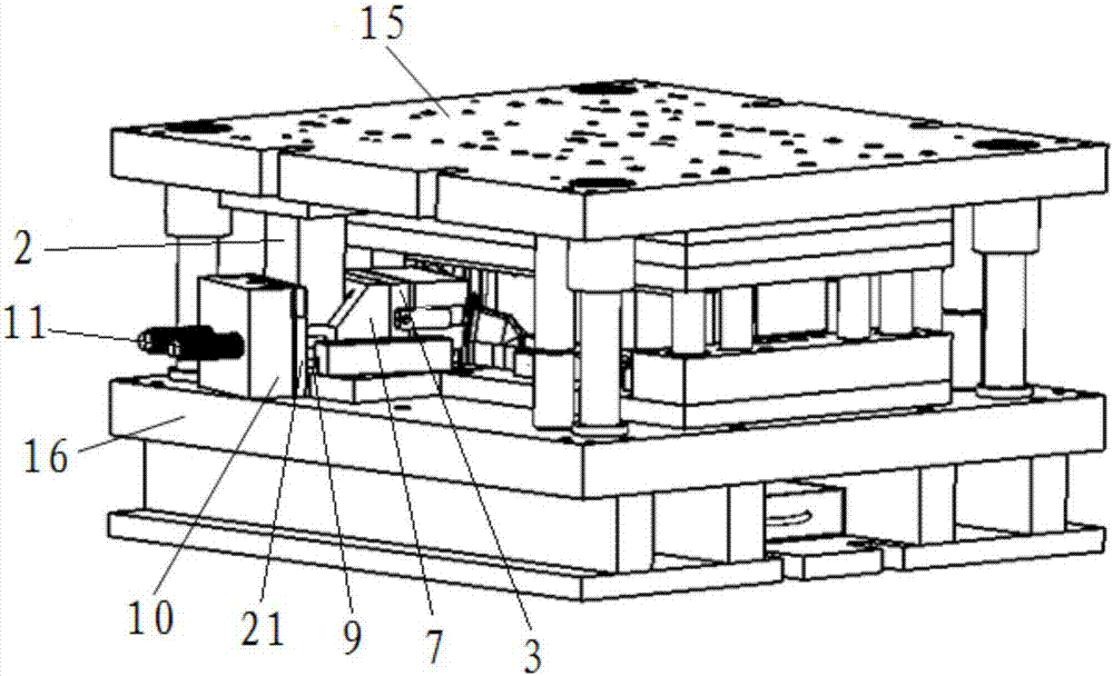 Side piercing tapered wedge mechanism with material pressing function