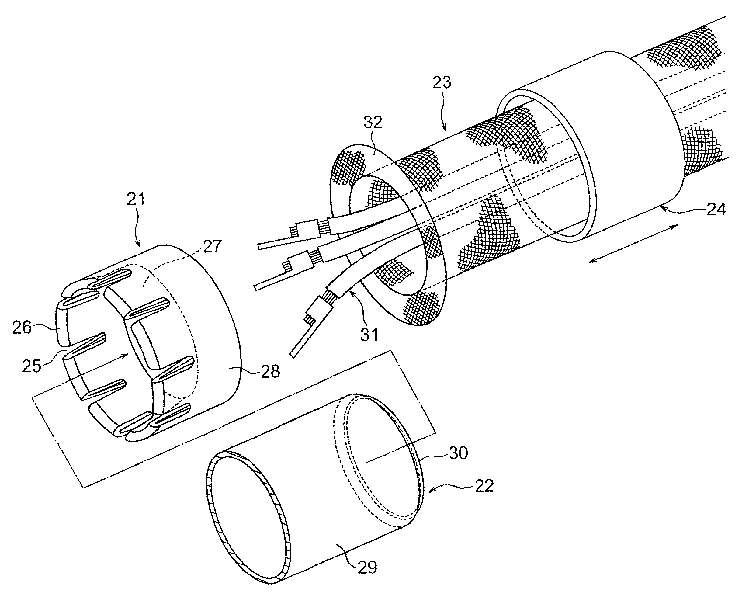 Shield end processing structure