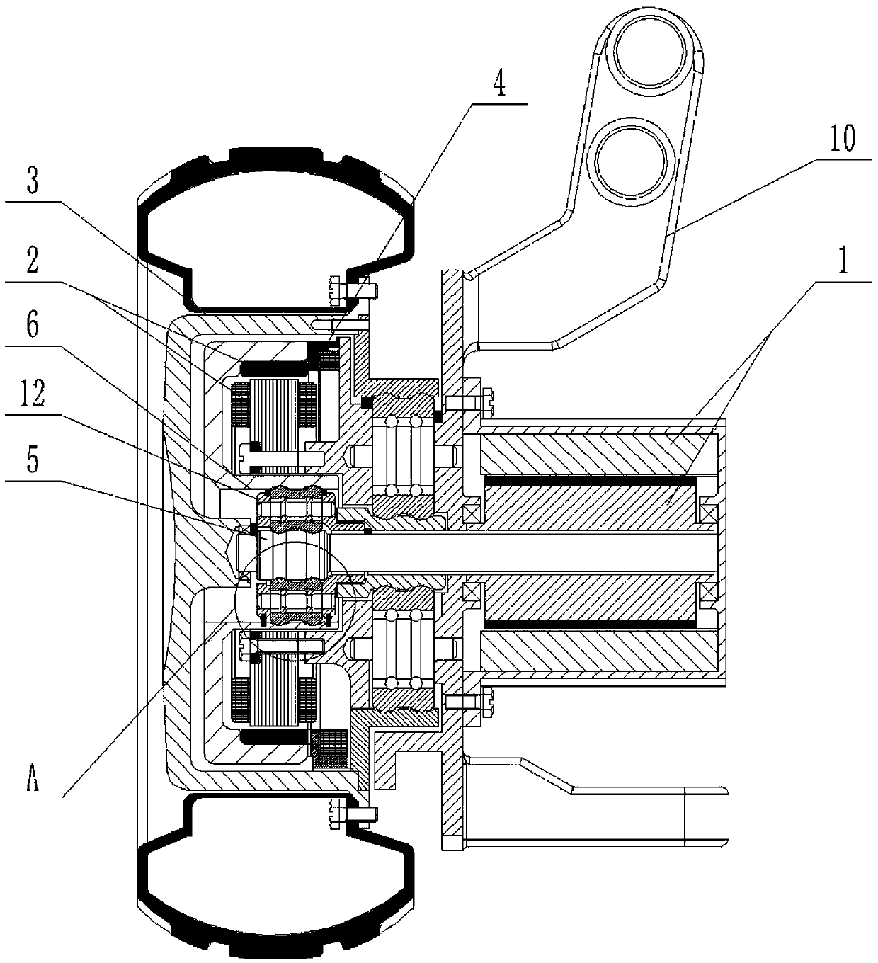 Double-motor coupling planetary traction transmission shaft bearing type deceleration electric hub