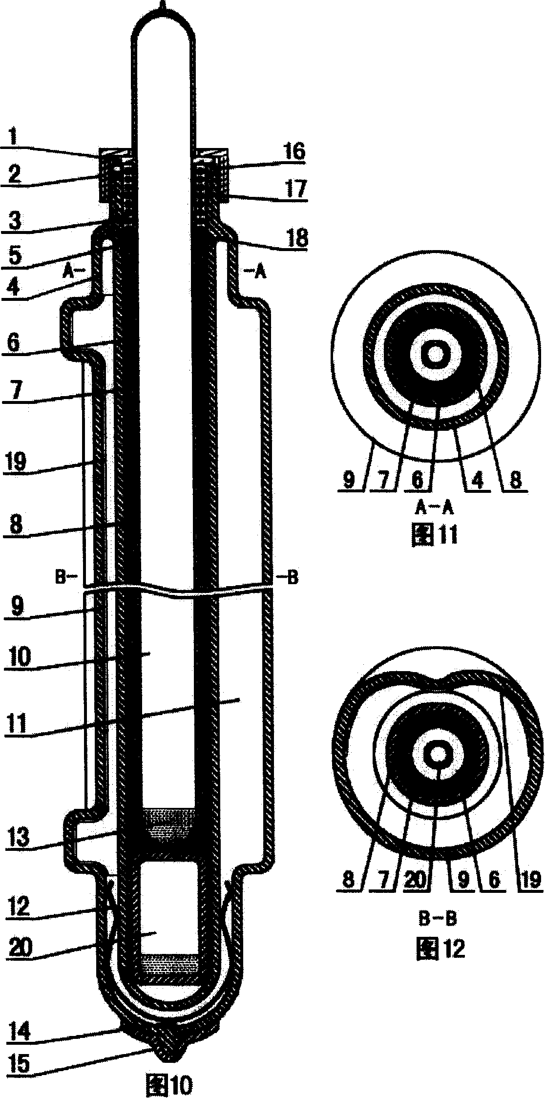 Medium light-heat-conversion glass composite pipe pressure-bearing solar vacuum energy-exchanging tube