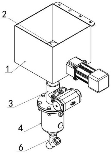 A vertical intermittent powder material dilute phase injection conveying device