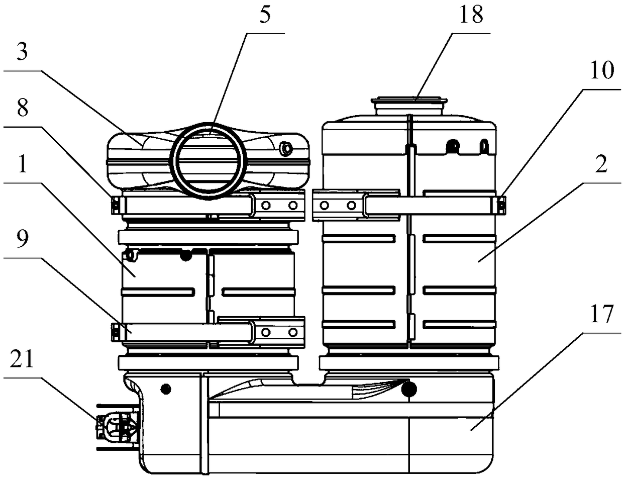 Compact type DOC-DPF-SCR post-treatment device