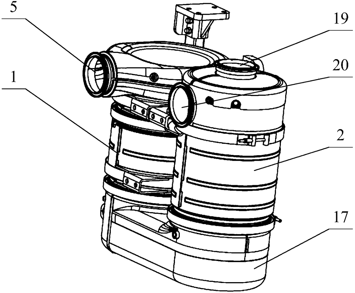 Compact type DOC-DPF-SCR post-treatment device