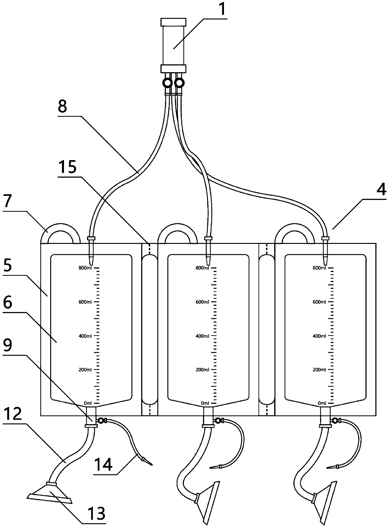 Segmentation type catheterization urine storage bag