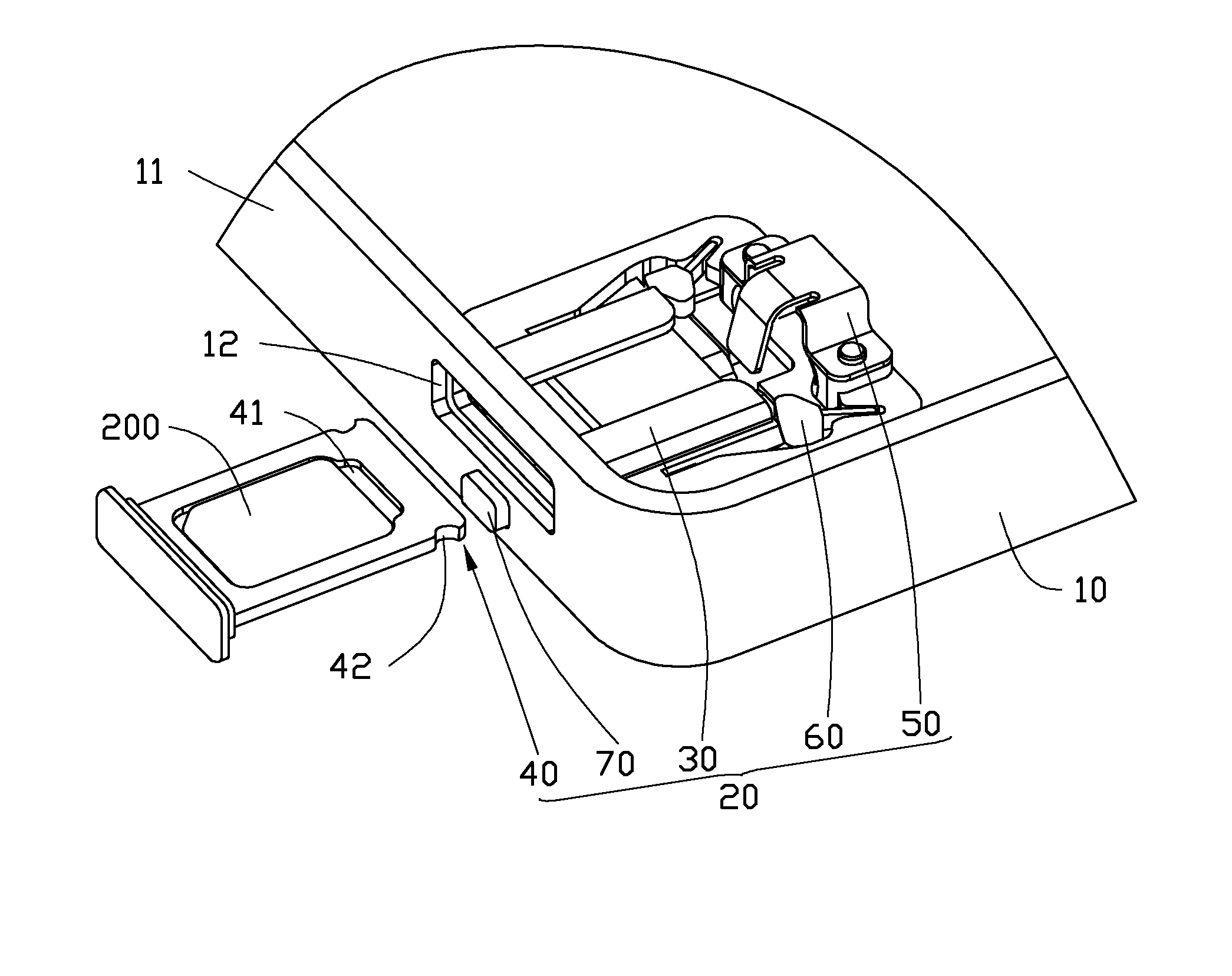 Electronic card connector and electronic device using the same