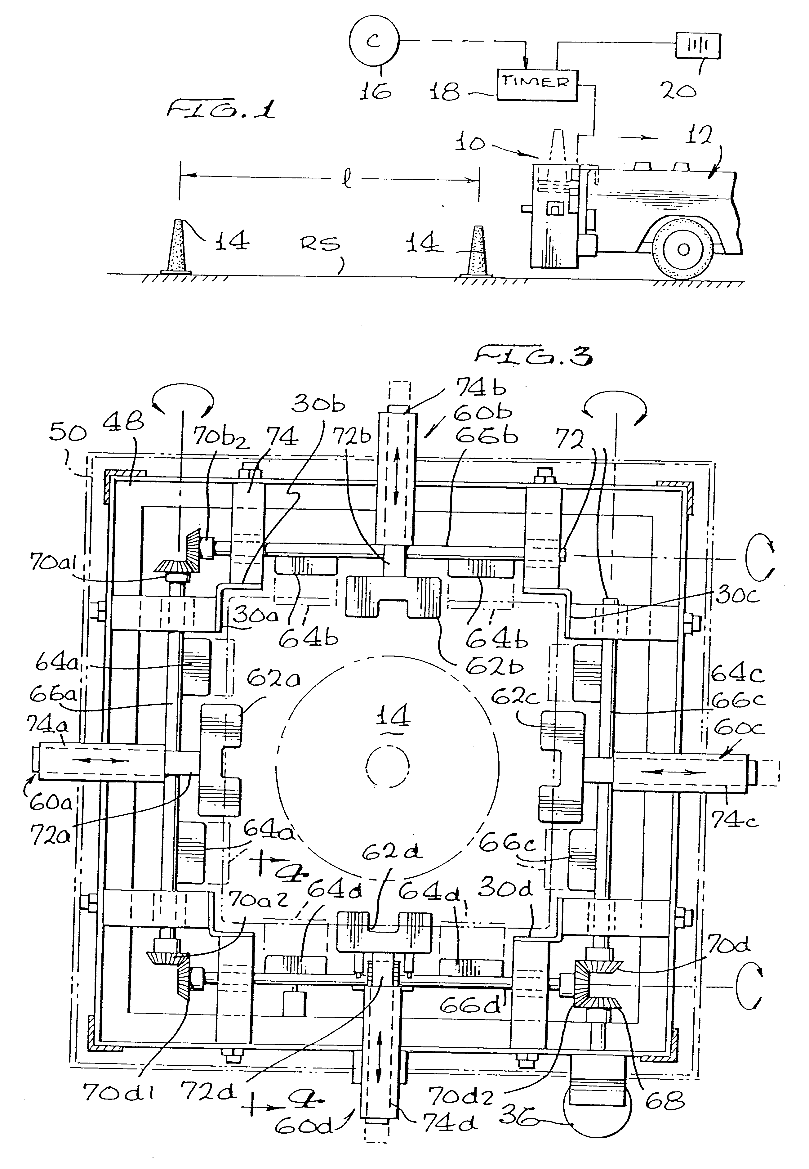 Device for placing cones on a roadway surface