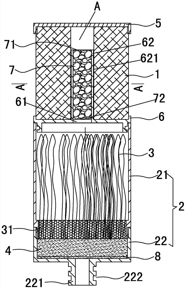 Purifying and filtering element for preventing breeding of microorganisms