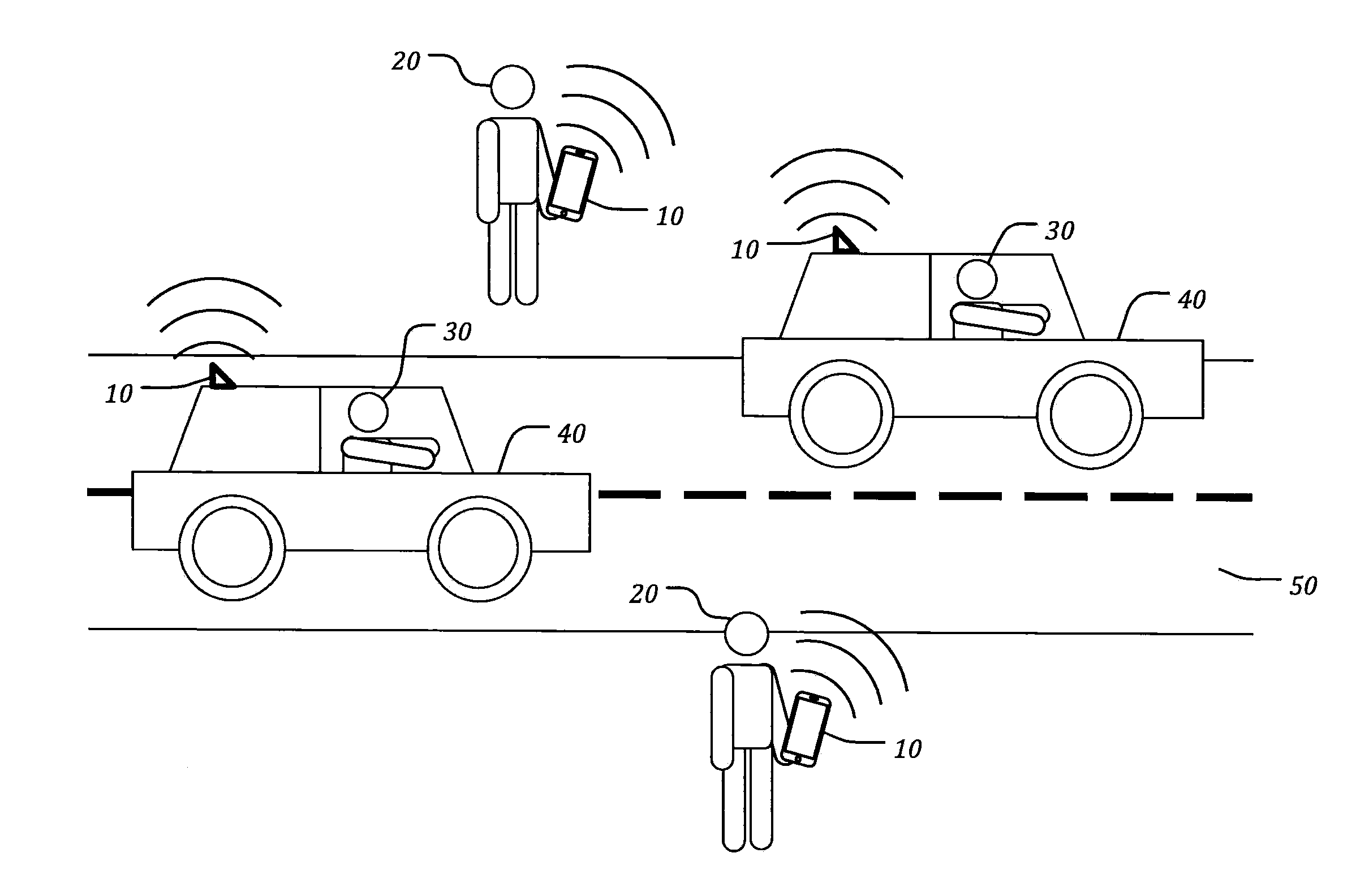 Vehicle to pedestrian communication system and method