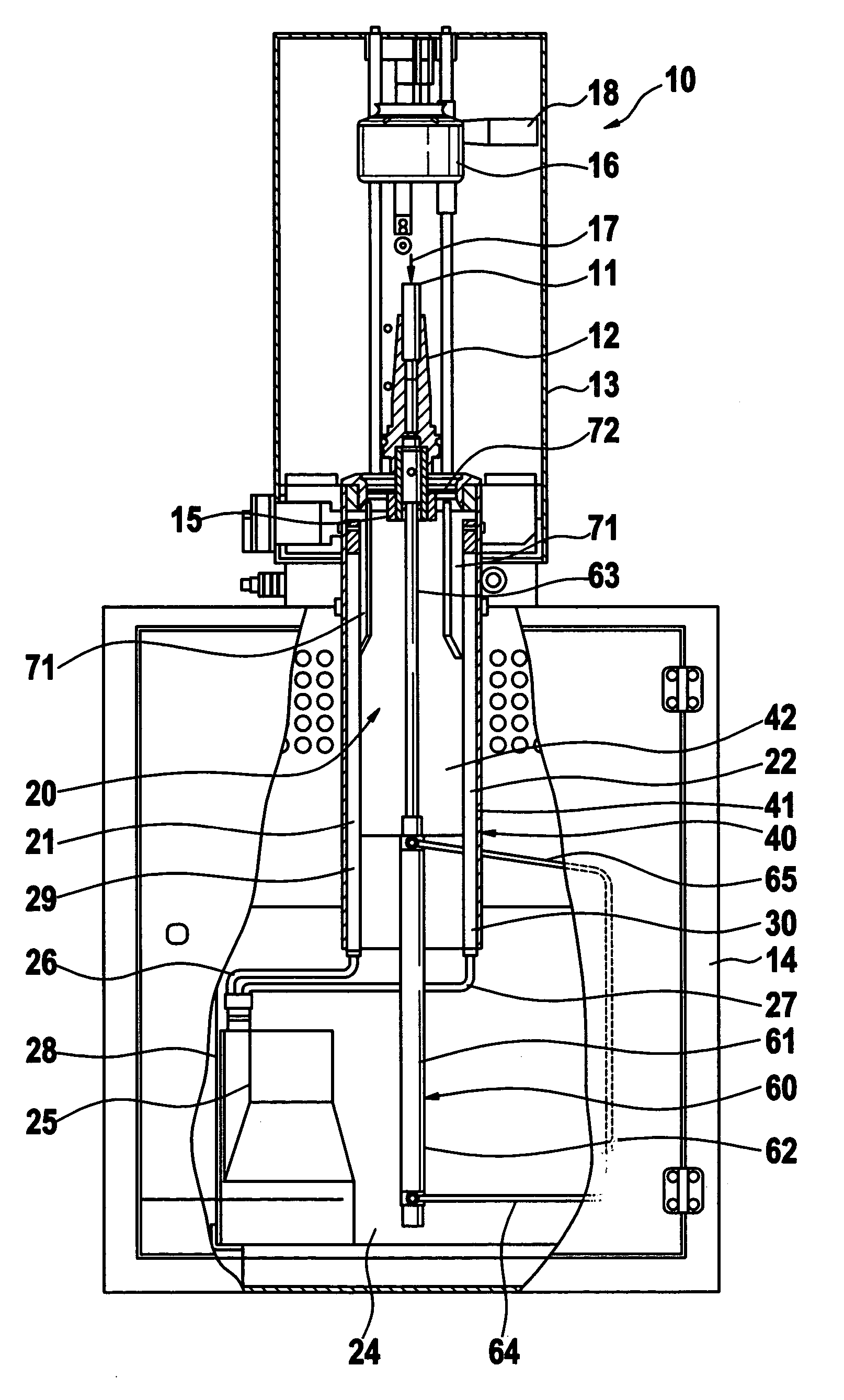 Device with a cooling unit for thermally clamping and releasing tools in shrink-fit chucks