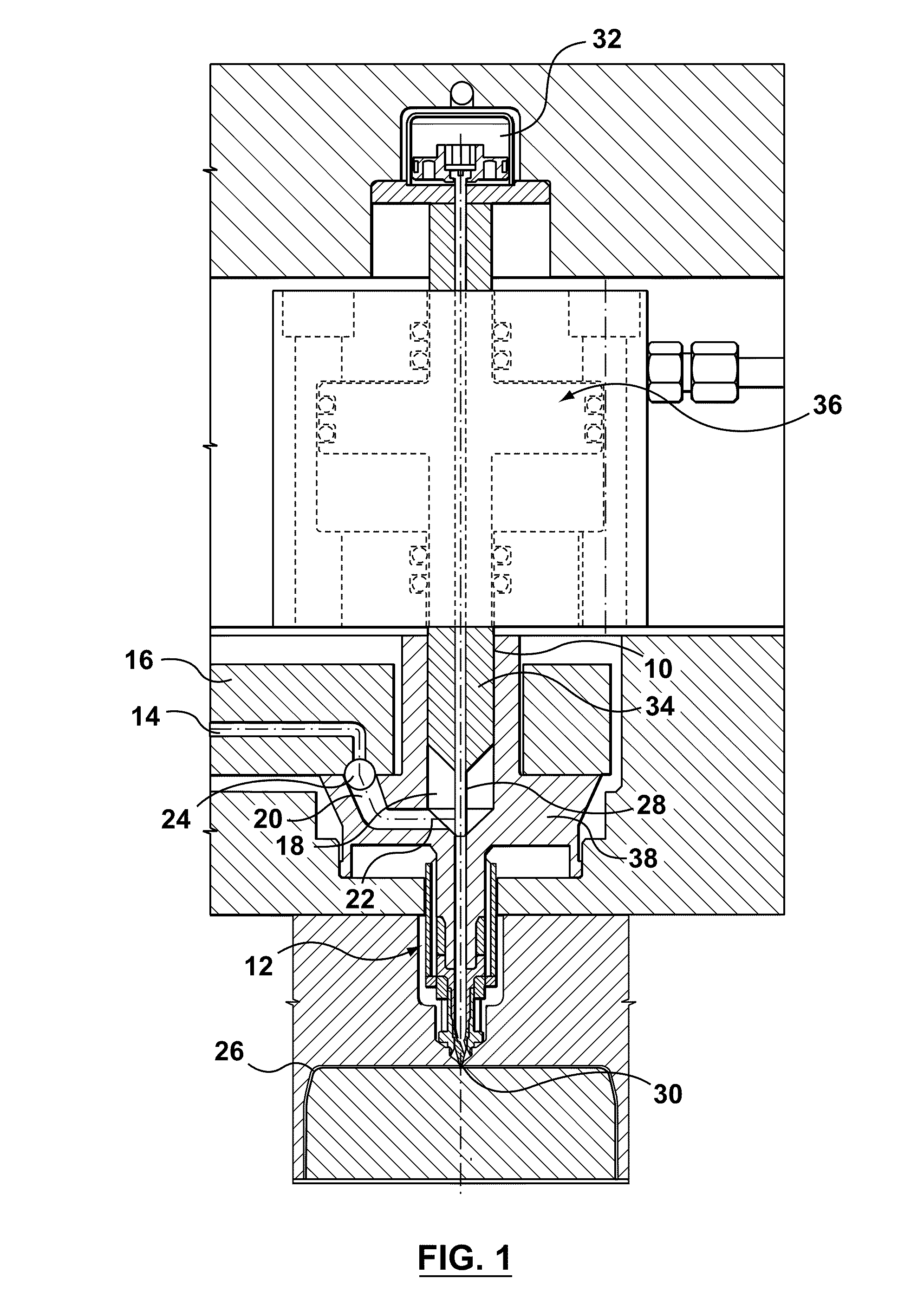 Shooting pot for feeding multiple nozzles