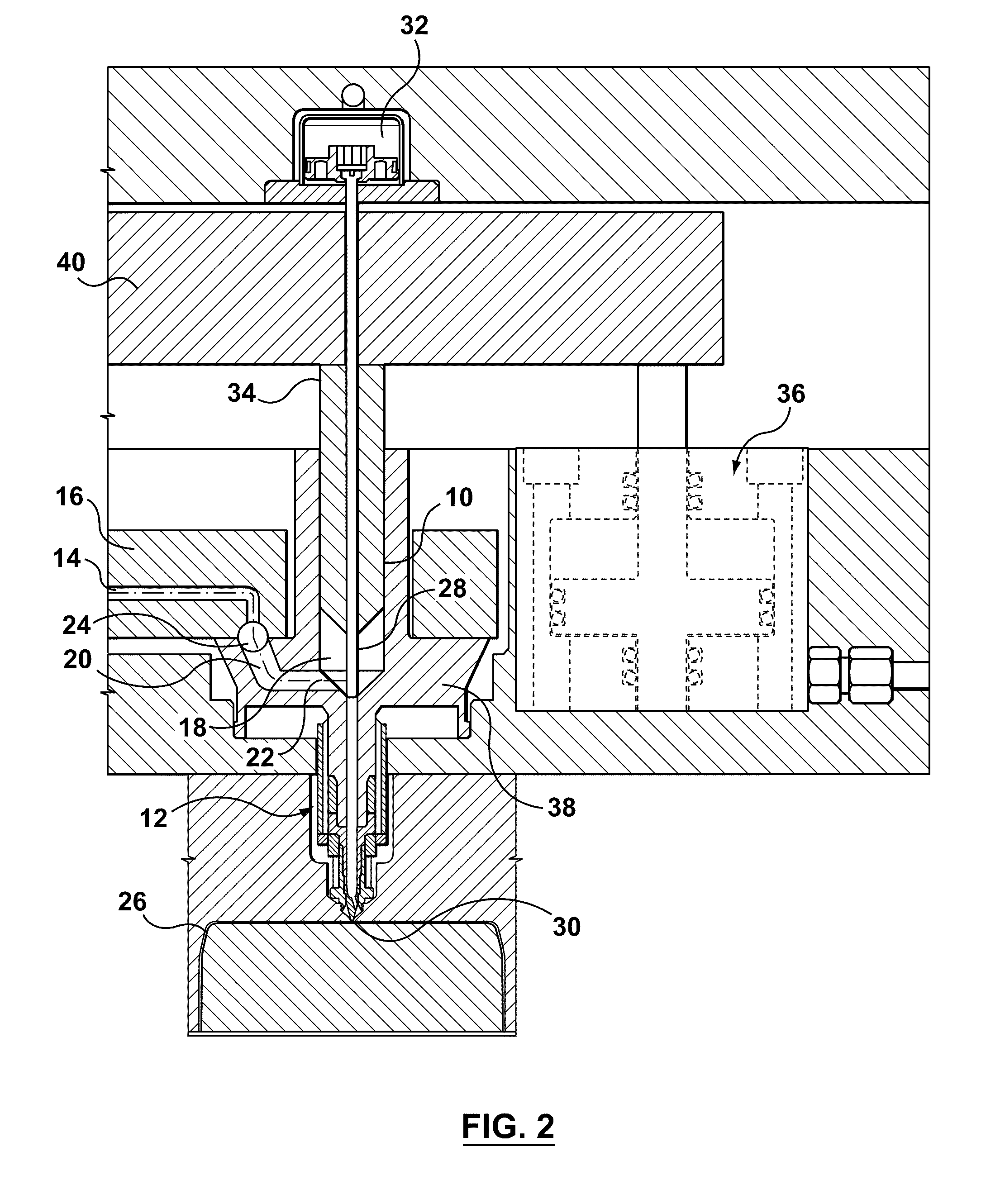 Shooting pot for feeding multiple nozzles