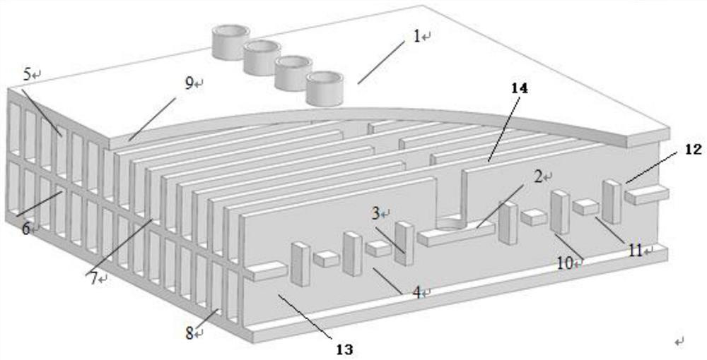 Impinging flow double-layer flow guide micro-channel heat sink suitable for high heat flux density device