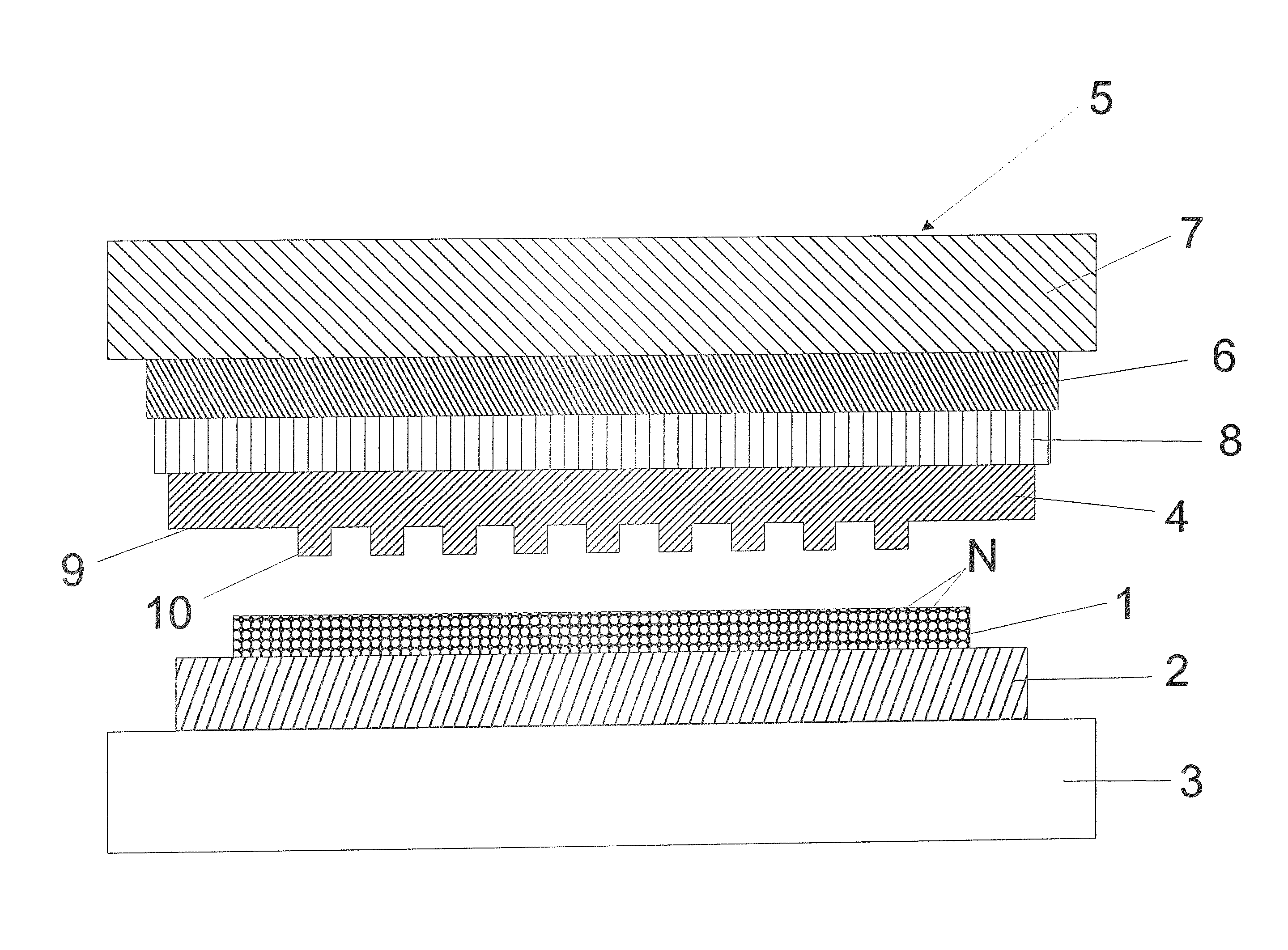 Device and method for hot embossing of a polymer layer