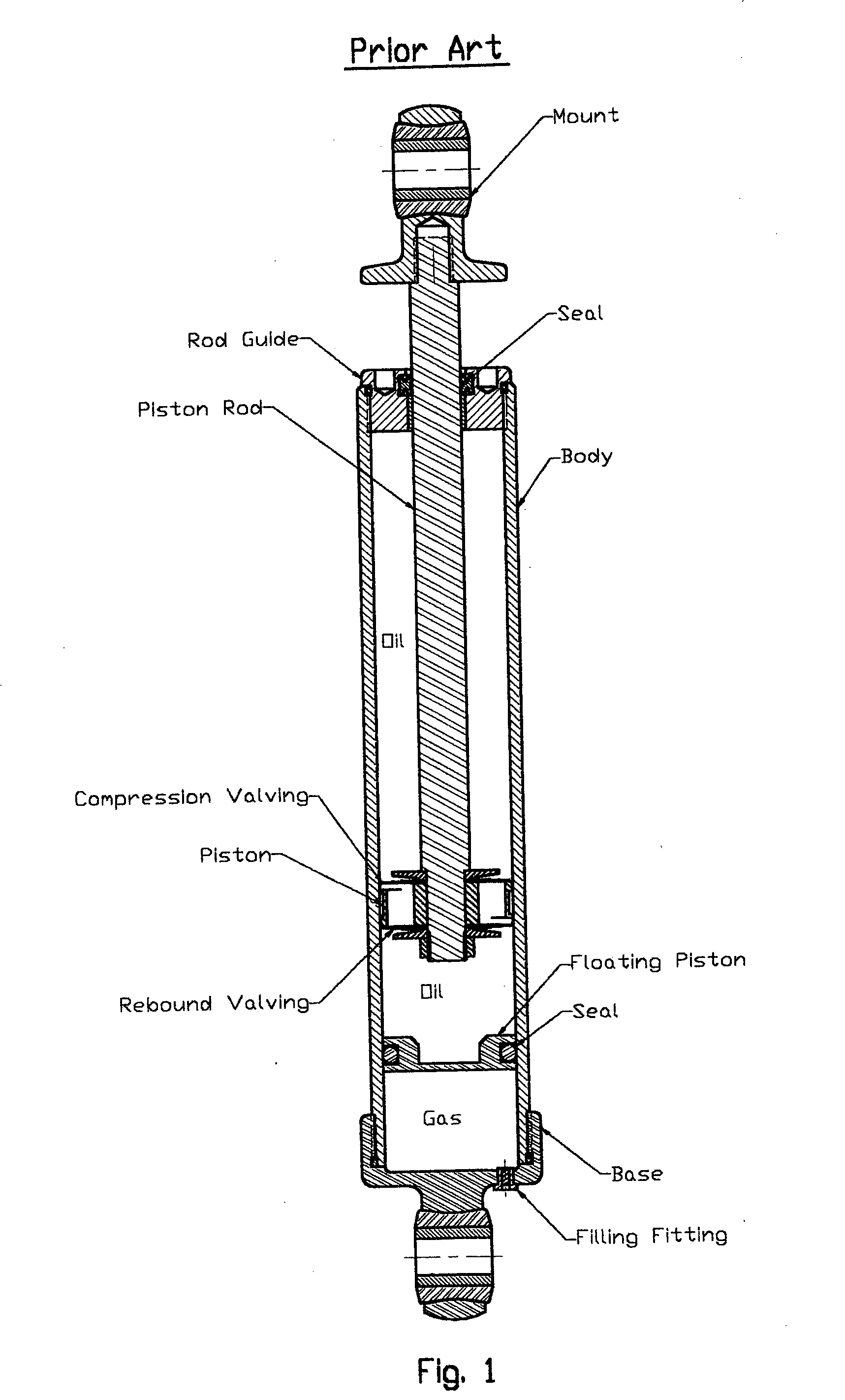 Non-pressurized monotube shock absorber