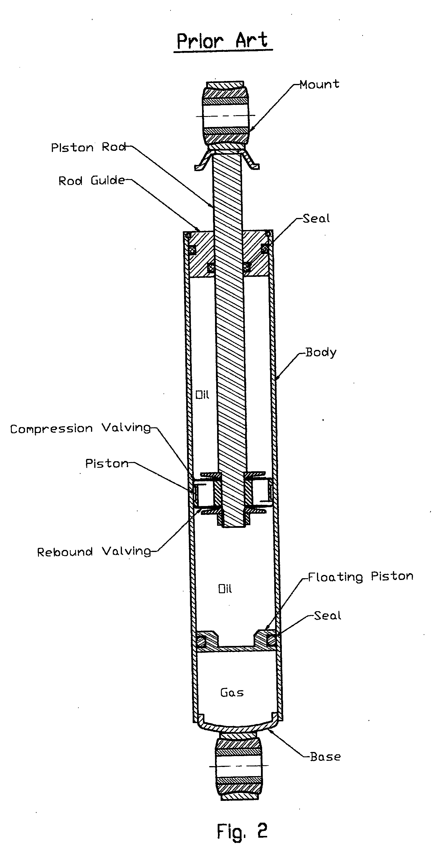 Non-pressurized monotube shock absorber