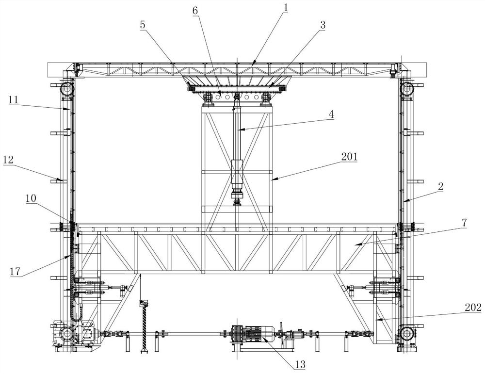 Rotatable double-motor rotary support ascending and descending platform