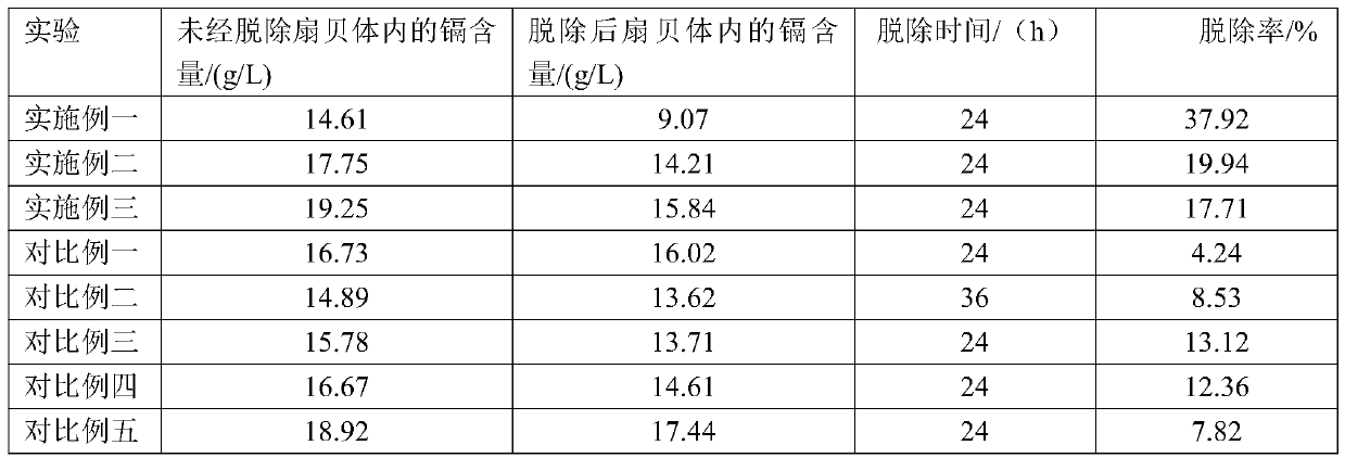 Rapid cadmium removal agent in bivalve shellfish and preparation method of agent