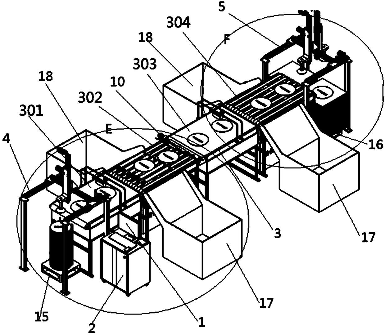 A device for fully automatic loading and unloading and visual inspection