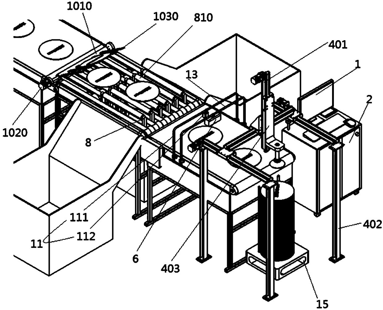 A device for fully automatic loading and unloading and visual inspection