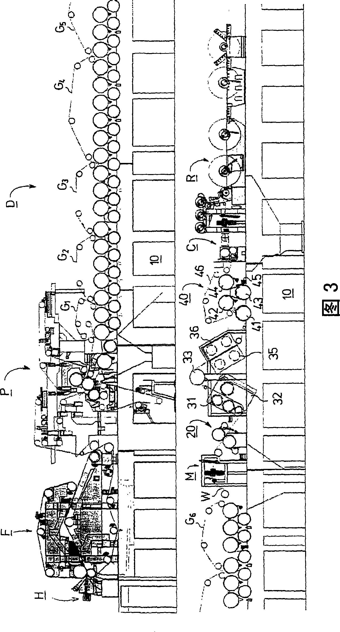 Method for control of the curl of paper in the treatment of surface-sized paper, and finishing section of a paper machine