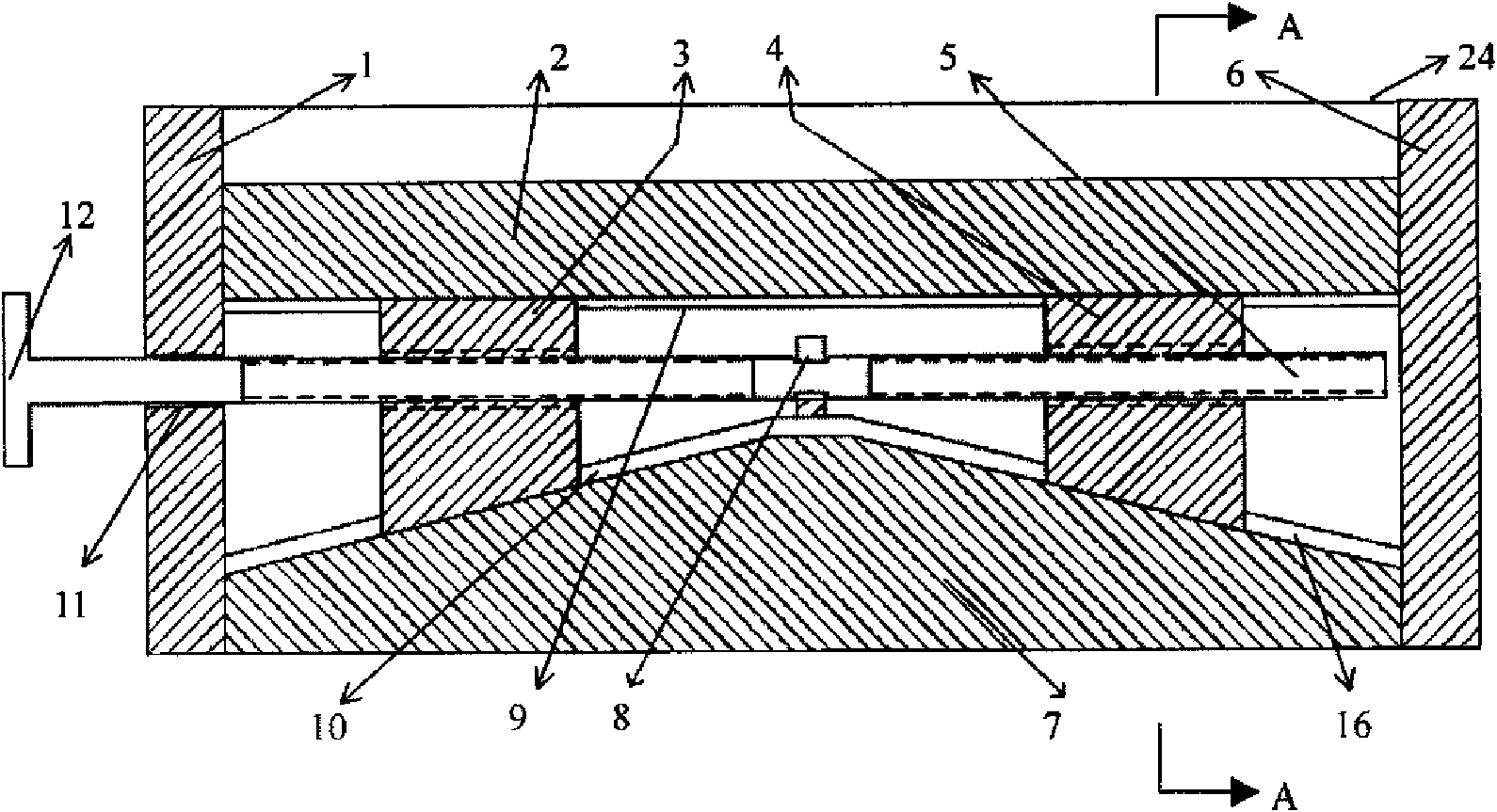 Device for adjusting elevation of bearing in rotating machinery on line