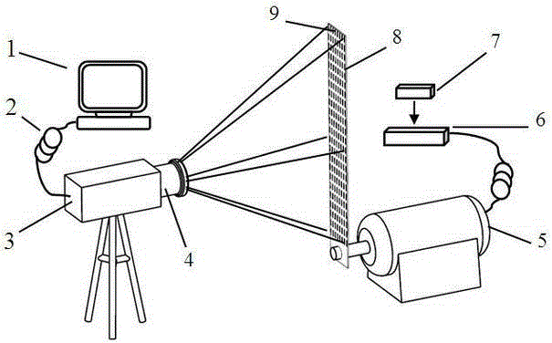 High speed multi-dimensional vibration measuring device and method based on stripe target