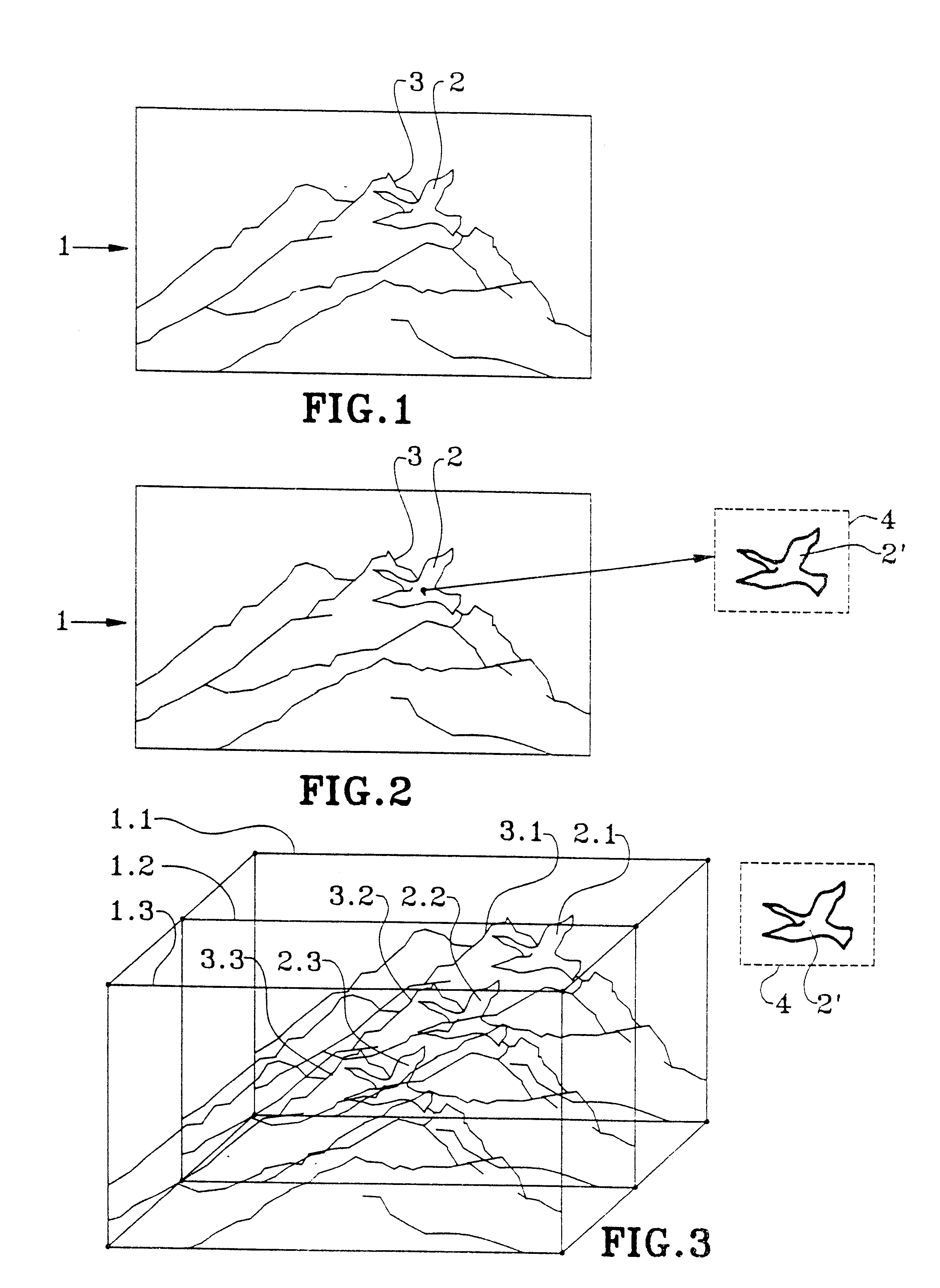 Method of transforming images into stereoscopic images, and images and image sequences obtained by said method