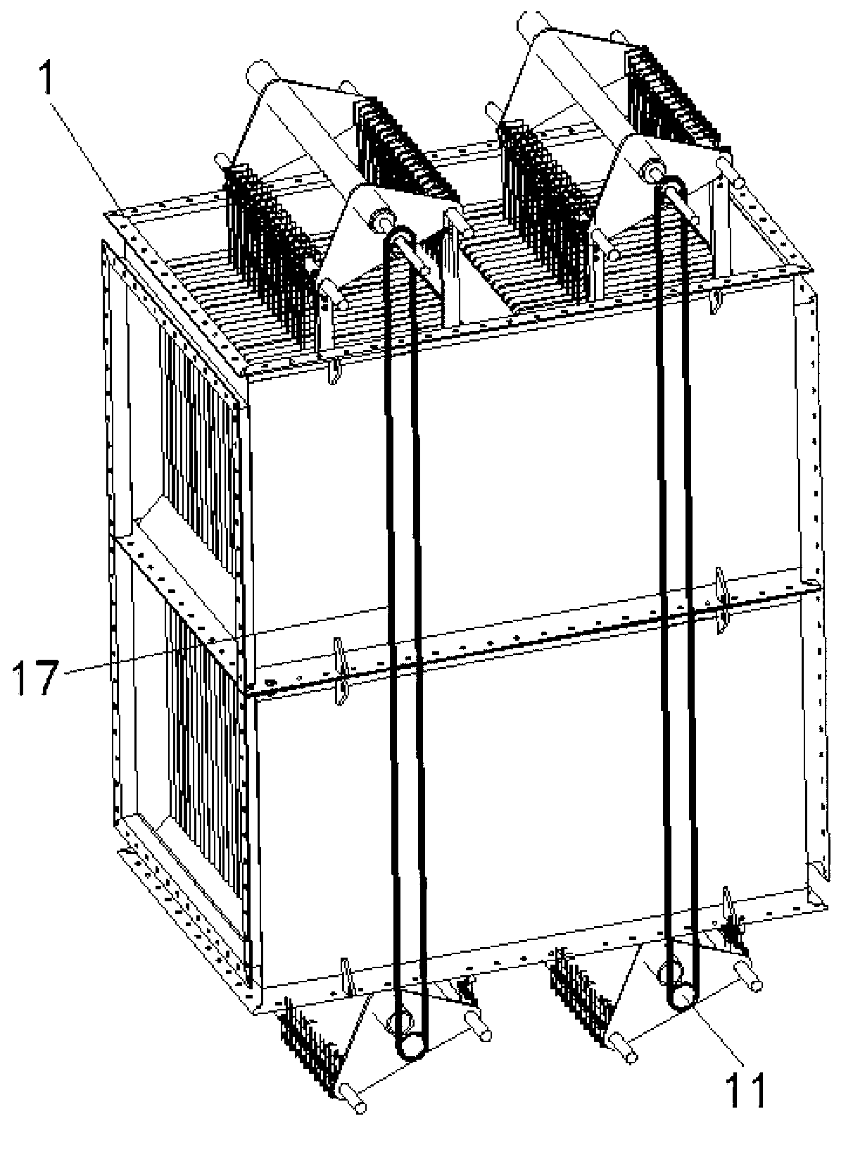 Heat exchanger used for recycling exhaust gas and waste heat of rotary hearth furnace